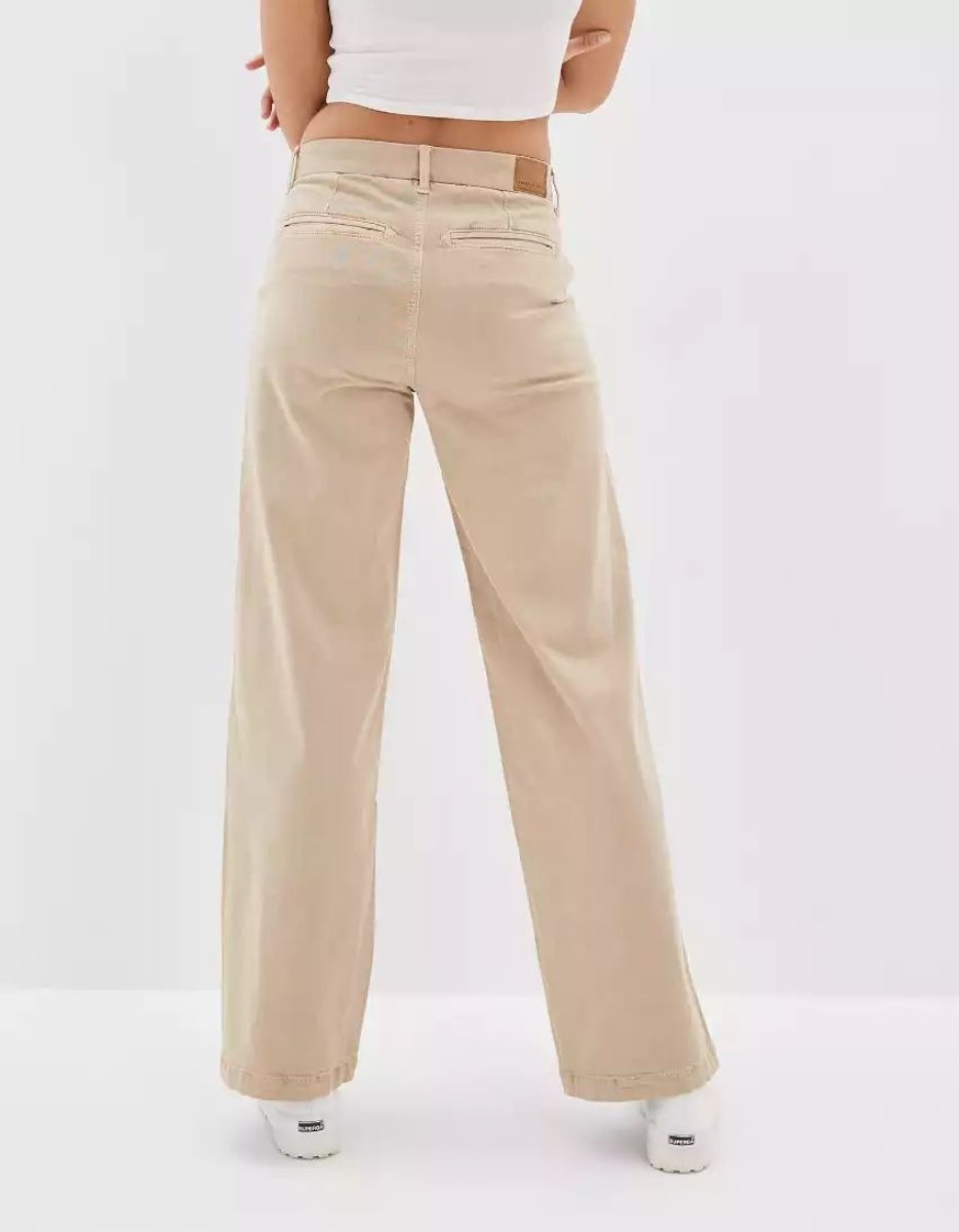 Jean American Eagle AE Stretch Low-Rise Baggy Larges-Leg Pant Kaki Femme | JMI-74384152